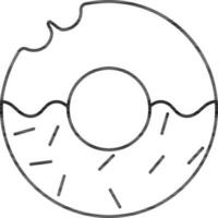 Black Linear Style Doughnut Icon. vector