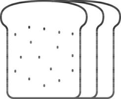 Isolated Bread Icon In Black Outline. vector