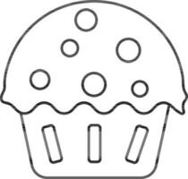 Isolated Muffin Dish Icon In Black Stroke. vector