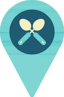 Cafe Or Restaurant Map Pointer Icon In Turquoise Color. vector