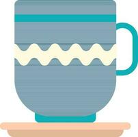 Tea Or Coffee Cup On Plate Icon In Blue And Brown Color. vector