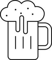 Isolated Beer Mug Icon In Line Art. vector