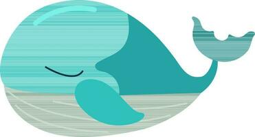 Illustration of Blue Whale Fish Closing Her Eyes In Flat Style. vector