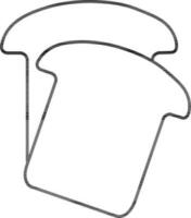 Black Linear Style Bread Slice Icon. vector