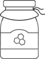 Isolated Honey Jar Icon In Black Outline Style. vector