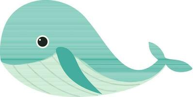 Flat Style Whale Fish Icon In Teal Color. vector