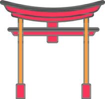 Flat Illustration Of Colorful Torii gate Icon. vector