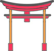 plano ilustración de vistoso torii portón icono. vector