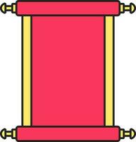 Pink And Yellow Illustration Of Blank Scroll Paper Flat Icon. vector