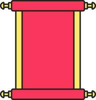 Pink And Yellow Illustration Of Blank Scroll Paper Flat Icon. vector