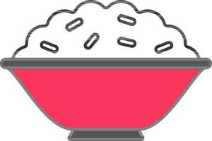 Isolated Rice Pot Icon In Pink And White Color. vector