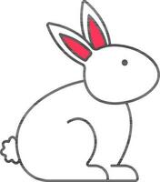 Cute Bunny Or Rabbit Character Icon In Red And White Color. vector