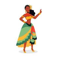 Brazilian Carnival Female Character In Dancing Pose. vector