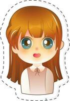 Vector of Cute Girl Character In Sticker Style.