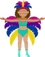 Illustration of Faceless Female Samba Dancer Character In Standing pose. vector