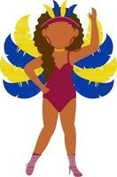 Illustration of Faceless Female Samba Dancer Character In Standing pose. vector