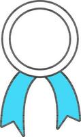 Turquoise And White Ribbon Icon In Flat Style. vector