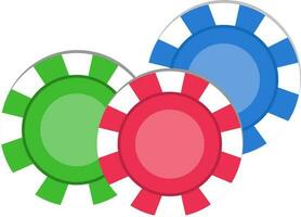 Colorful casino chips in flat style. vector