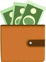 Wallet with paper money. vector