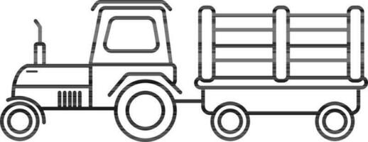 Line art illustration of a Tractor. vector