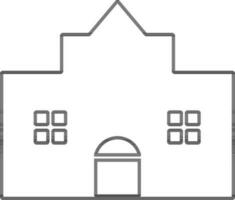 Black and white building in flat illustration. vector