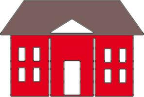 Shiny red and brown building in flat illustration. vector