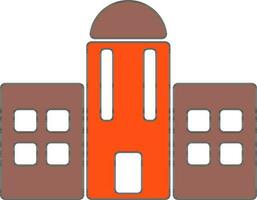 Shiny orange and brown building. vector
