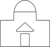 Black and white building in flat illustration. vector