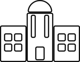 Black and white building in flat illustration. vector