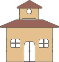 Brown and white building in flat illustration. vector