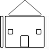 Black and white building in flat illustration. vector