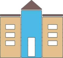 Cream and blue color building. vector