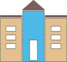 Cream and blue color building. vector