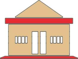 Shiny cream and red building. vector