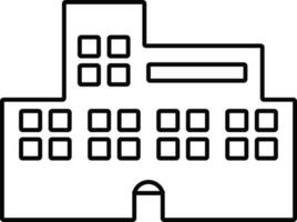 Black and white building in flat illustration. vector