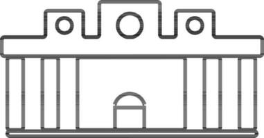 Black and white building in flat style illustration. vector