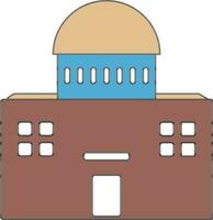 Building in brown and blue color. vector