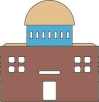 Building in brown and blue color. vector