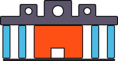 Orange and blue building in flat illustration. vector