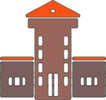 edificio en marrón y naranja color. vector