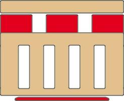 Red and white building in flat illustration. vector