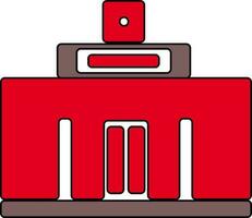 Flat style illustration of building in red and white color. vector