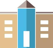 Cream and blue color building. vector