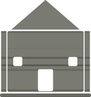 Black and white building in flat illustration. vector
