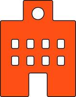 Orange and white building in flat style illustration. vector