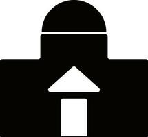 Black and white building in flat illustration. vector