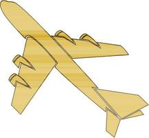 Airplane flying in sky in yellow colour. vector