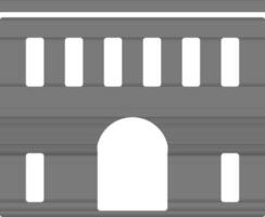 Black and white building in flat style. vector