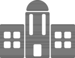 Black and white building in flat style. vector