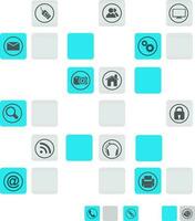 Flat web symbols on grey and sky blue squares. vector